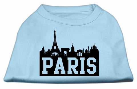 Paris Skyline Screen Print Shirt Baby Blue XS (8)