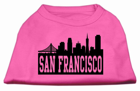 San Francisco Skyline Screen Print Shirt Bright Pink XS (8)