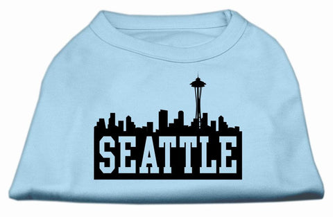 Seattle Skyline Screen Print Shirt Baby Blue Med (12)