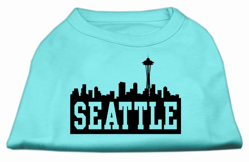 Seattle Skyline Screen Print Shirt Aqua XS (8)