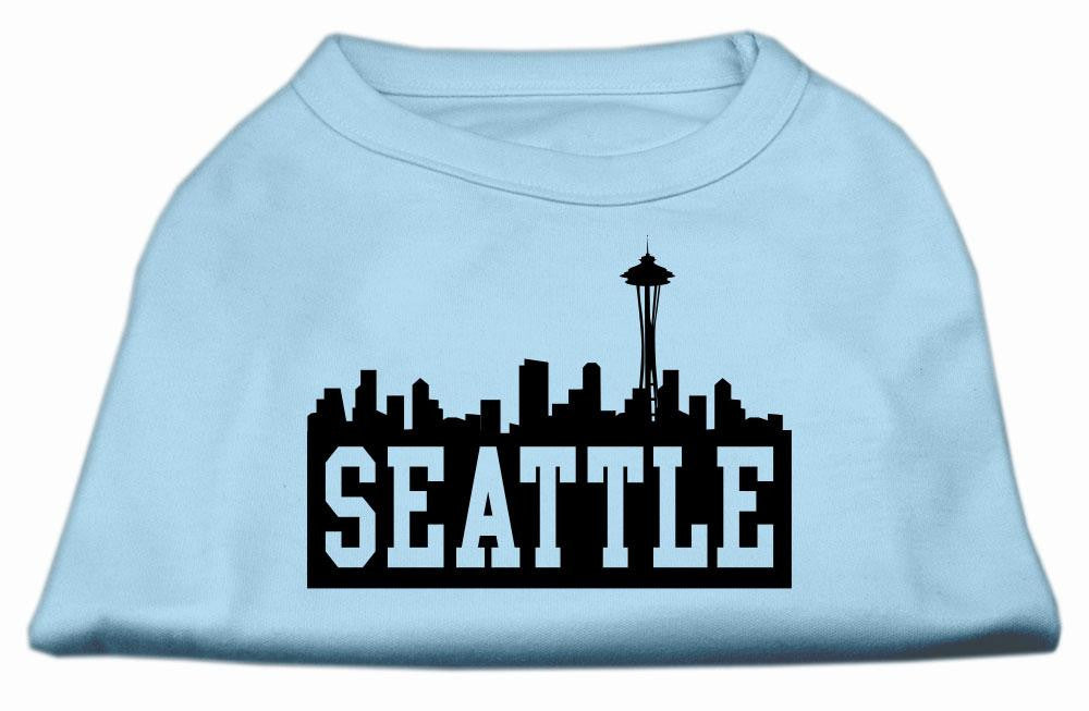 Seattle Skyline Screen Print Shirt Baby Blue XS (8)