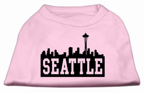 Seattle Skyline Screen Print Shirt Light Pink XS (8)