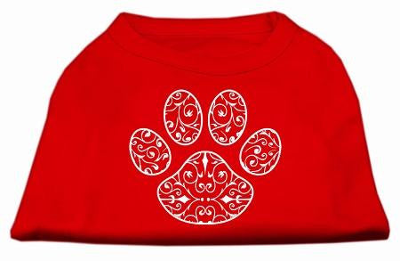 Henna Paw Screen Print Shirt Red Lg (14)