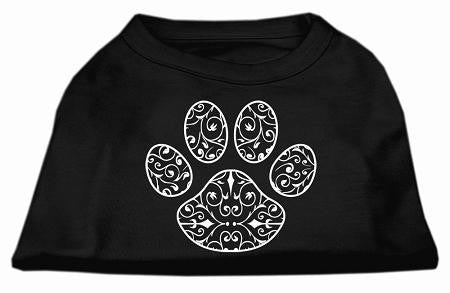 Henna Paw Screen Print Shirt Black XS (8)