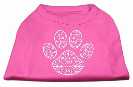 Henna Paw Screen Print Shirt Bright Pink XS (8)