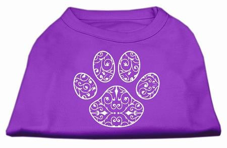 Henna Paw Screen Print Shirt Purple XS (8)