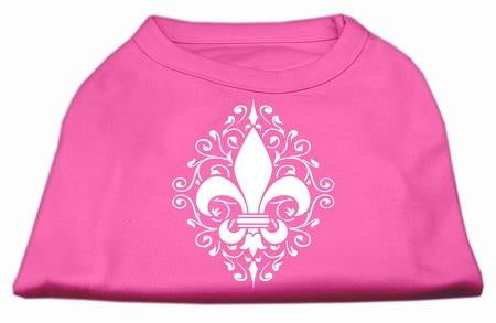 Henna Fleur De Lis Screen Print Shirt Bright Pink XL (16)