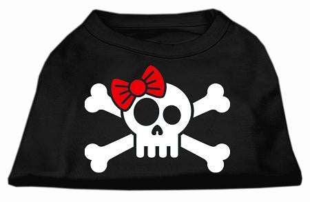 Skull Crossbone Bow Screen Print Shirt Black Lg (14)