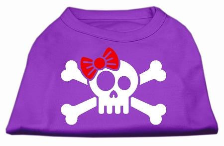 Skull Crossbone Bow Screen Print Shirt Purple Lg (14)