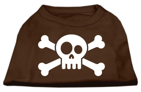 Skull Crossbone Screen Print Shirt Brown XS (8)