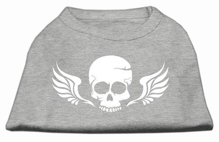 Skull Wings Screen Print Shirt Grey Lg (14)