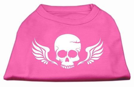 Skull Wings Screen Print Shirt Bright Pink XS (8)