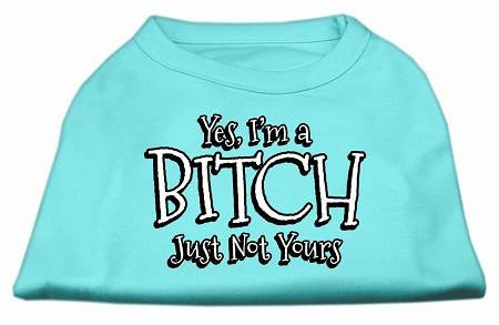 Yes Im a Bitch Just not Yours Screen Print Shirt Aqua XS (8)