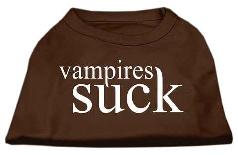 Vampires Suck Screen Print Shirt Brown Lg (14)