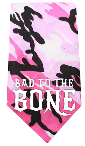 Bad to the Bone Screen Print Bandana Pink Camo