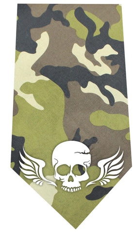 Skull Wings Screen Print Bandana Green Camo