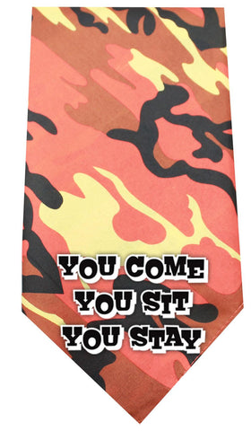 You come sit stay Screen Print Bandana Orange Camo