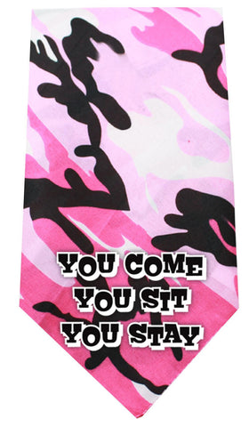 You come sit stay Screen Print Bandana Pink Camo