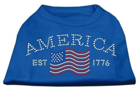 Classic American Rhinestone Shirts Blue XXXL (20)