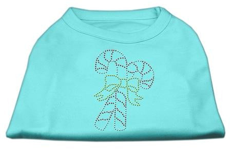 Candy Cane Rhinestone Shirt Aqua M (12)