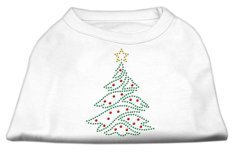 Christmas Tree Rhinestone Shirt White XXXL(20)