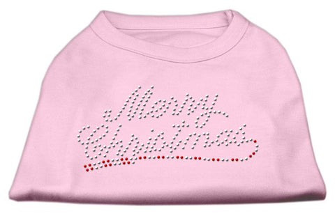 Merry Christmas Rhinestone Shirt Light Pink S (10)