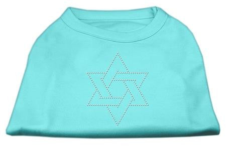 Star of David Rhinestone Shirt   Aqua XL (16)