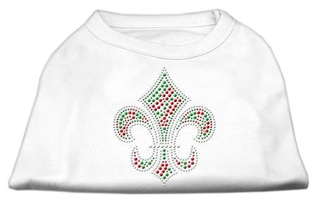 Holiday Fleur de lis Rhinestone Shirts White XS (8)