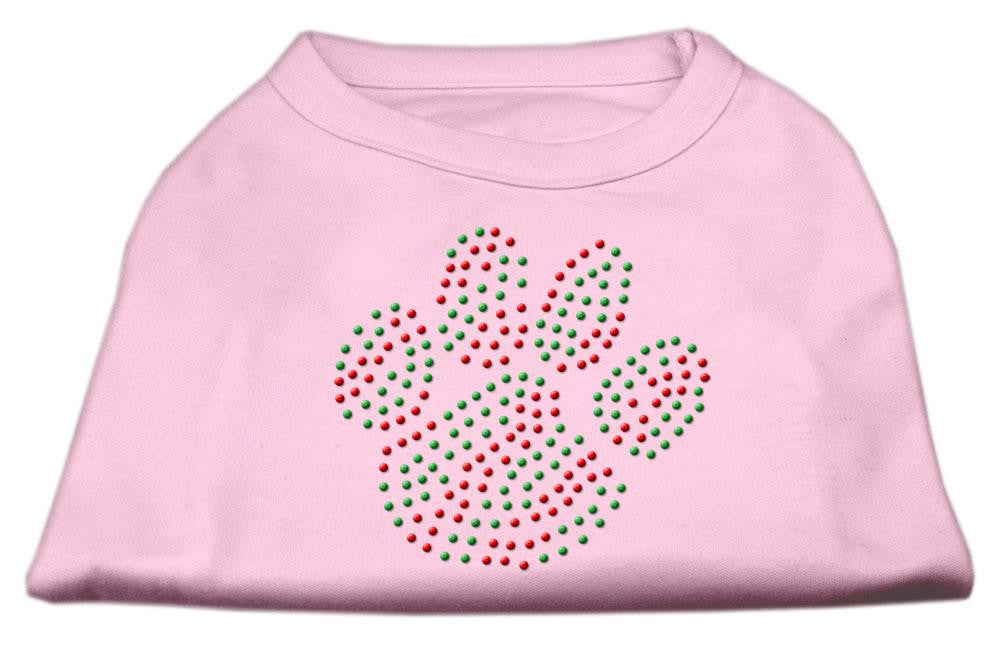 Holiday Paw Rhinestone Shirts Light Pink S (10)