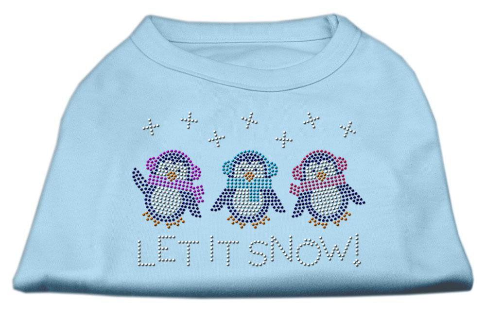 Let It Snow Penguins Rhinestone Shirt Baby Blue L (14)