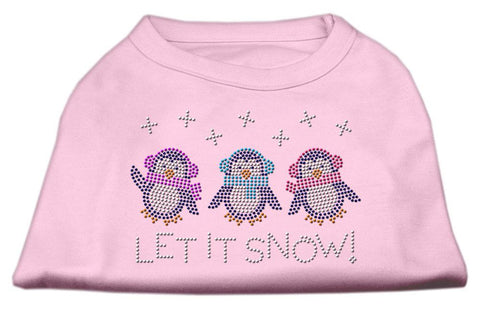 Let It Snow Penguins Rhinestone Shirt Light Pink L (14)