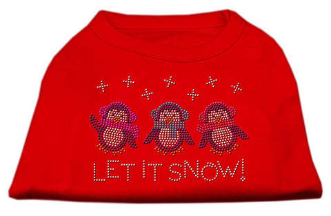 Let It Snow Penguins Rhinestone Shirt Red L (14)