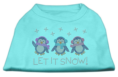 Let It Snow Penguins Rhinestone Shirt Aqua M (12)