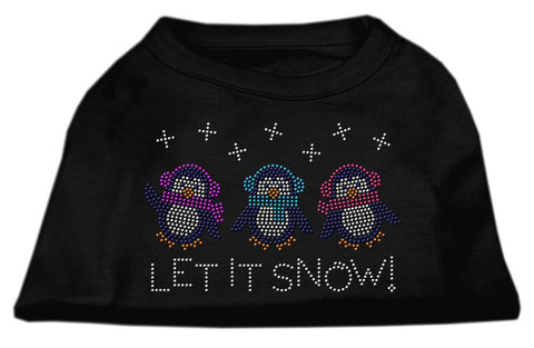 Let It Snow Penguins Rhinestone Shirt Black M (12)