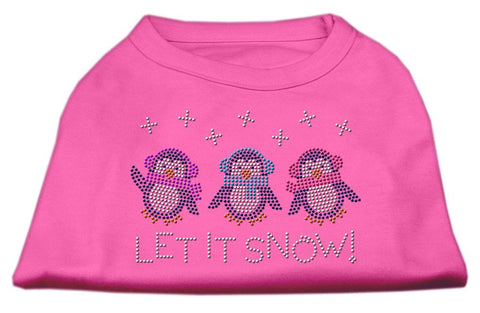 Let It Snow Penguins Rhinestone Shirt Bright Pink XL (16)