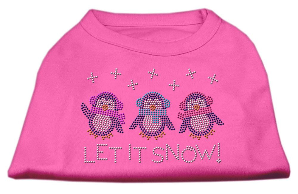 Let It Snow Penguins Rhinestone Shirt Bright Pink XS (8)