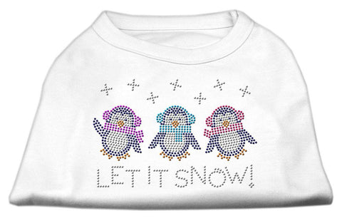 Let It Snow Penguins Rhinestone Shirt White XS (8)