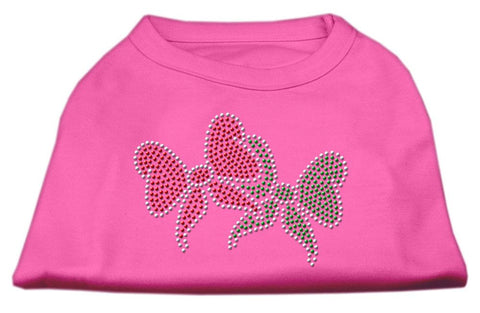 Christmas Bows Rhinestone Shirt Bright Pink XL (16)