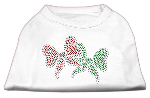 Christmas Bows Rhinestone Shirt White XXL (18)