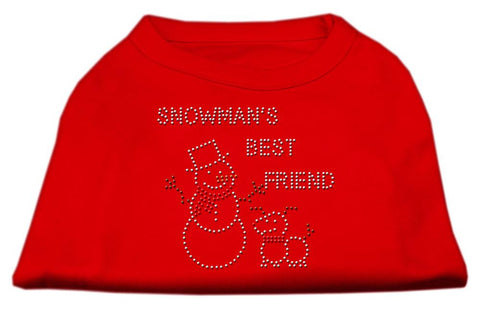 Snowman's Best Friend Rhinestone Shirt Red L (14)