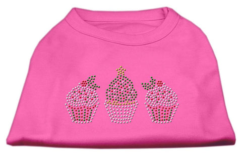 Christmas Cupcakes Rhinestone Shirt Bright Pink XXXL(20)