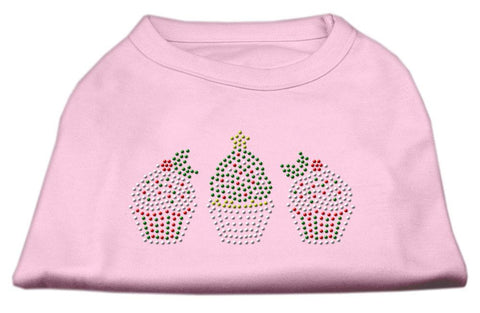 Christmas Cupcakes Rhinestone Shirt Light Pink XXXL(20)