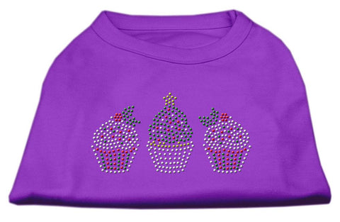 Christmas Cupcakes Rhinestone Shirt Purple XXXL(20)