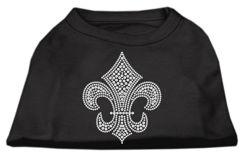 Silver Fleur de lis Rhinestone Shirts Black L (14)