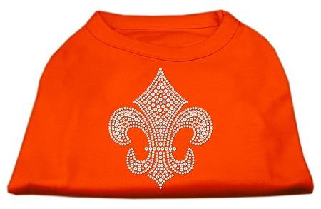 Silver Fleur de Lis Rhinestone Shirts Orange Lg (14)