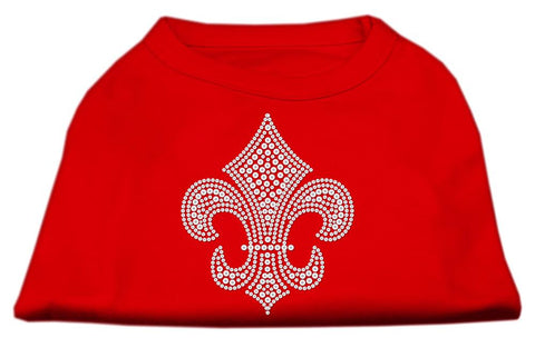 Silver Fleur de lis Rhinestone Shirts Red XL (16)