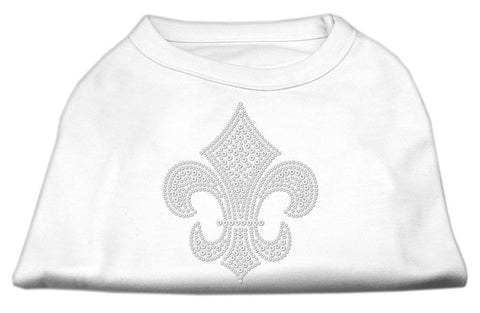 Silver Fleur de lis Rhinestone Shirts White XL (16)