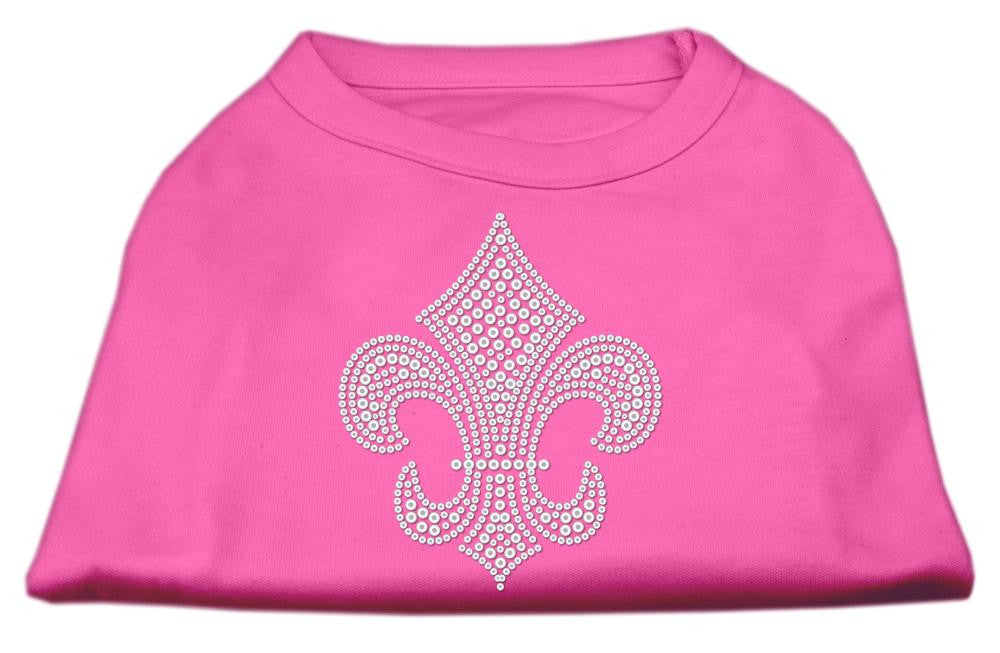 Silver Fleur de lis Rhinestone Shirts Bright Pink XS (8)