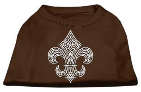 Silver Fleur de Lis Rhinestone Shirts Brown XS (8)