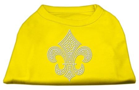 Silver Fleur de Lis Rhinestone Shirts Yellow XS (8)